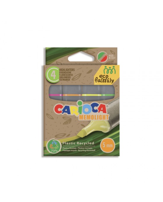 CARIOCA EcoFamily Memolight Μαρκαδόροι Υπογραμμίσεως 4 τμχ