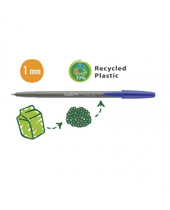 CARIOCA EcoFamily ΣΤΥΛΟ ΜΠΛΕ 4 ΤΜΧ Blue Ball pen